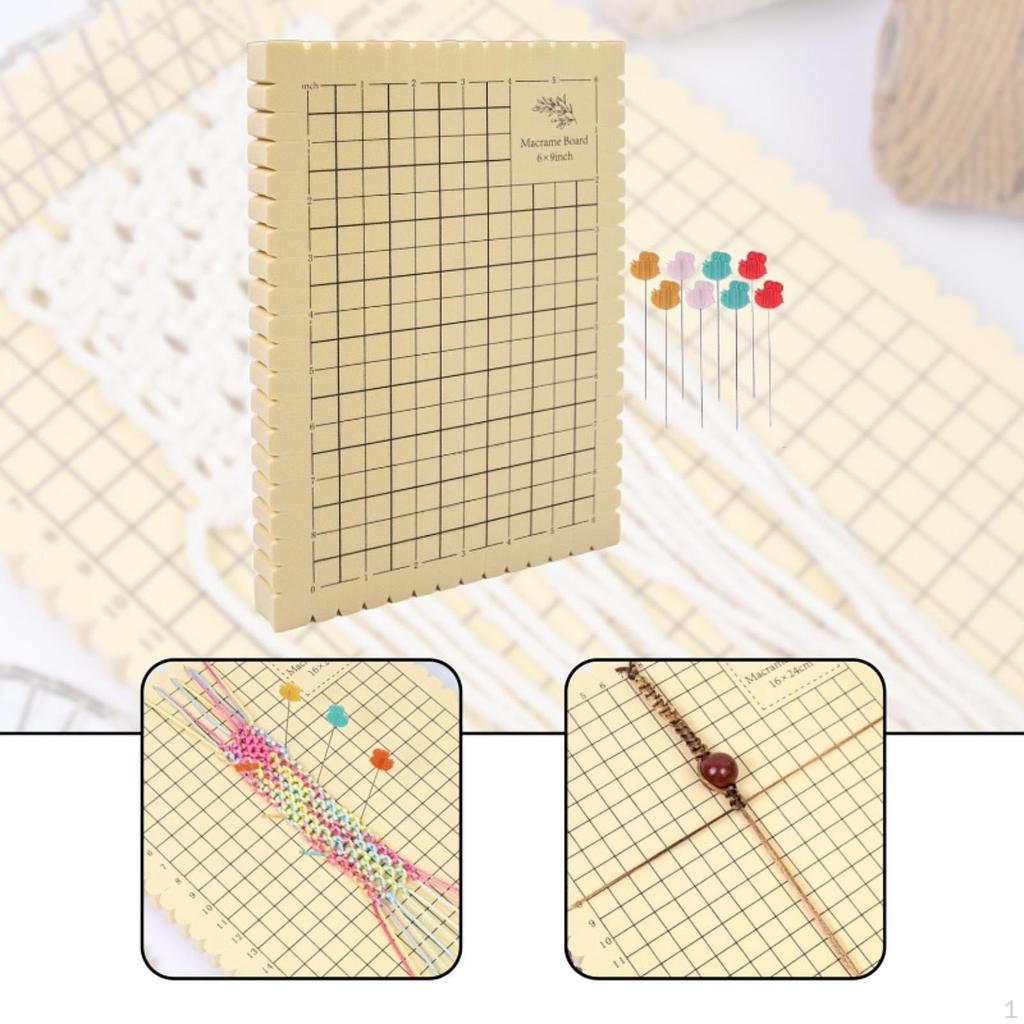 Macrame Board and Pins Kit with Grids for Measuring Reusable English Instruction Handmade