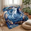 Cat Swimming with Fishes Blanket Personalized Name Flannel Blanket Soft Cozy Plush Throw for Sofa Bed Lightweight Home Decor
