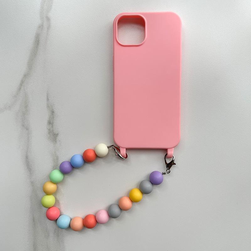 Colorful Anti-Lost Rope Phone Case for iPhone 11/12/13/14 Pro Max, Perfect for Women. Features Chain Design and Hand Strap.