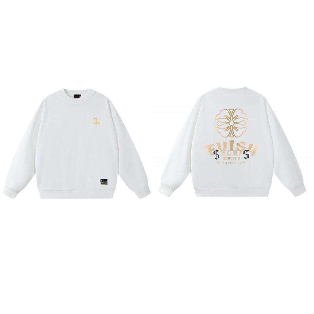 Fukujin EVISU2025 Unisex Round Neck Hoodie - Trendy Cotton Streetwear Pullover with Print