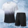 Europäisches Farbverlauf-Basketballset: Freizeit-Sport-Outfit mit kurzen Ärmeln