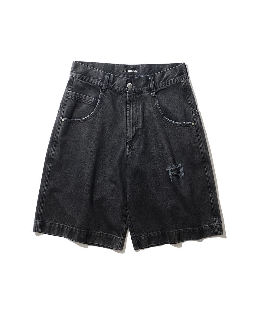 Intudeoseukeu Big Pocket Denim Shorts - Washed Black