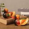 Yousheng 1 Pair Wedding Ducks Ornament, Hand-Painted Wooden Mandarin Duck Statues, Color Lasting Garden Bird Statue, Wooden Ducks Statues for Home