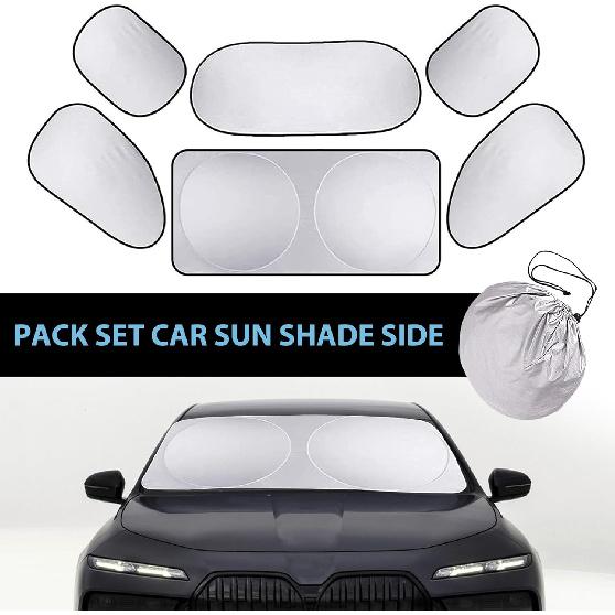 Six Piece Car Window Glass Sunshade Kit, Reflective Interior Privacy Protection Sunscreen Heat Shield, Modification Replacement Parts, Universal for