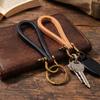 Keychain for Men and Genuine Vintage Horseshoe Key Car Key Portable [Rockyu] Women, Leather, Cowhide, Brass-Look, Shape, Simple, Handmade, Holder,