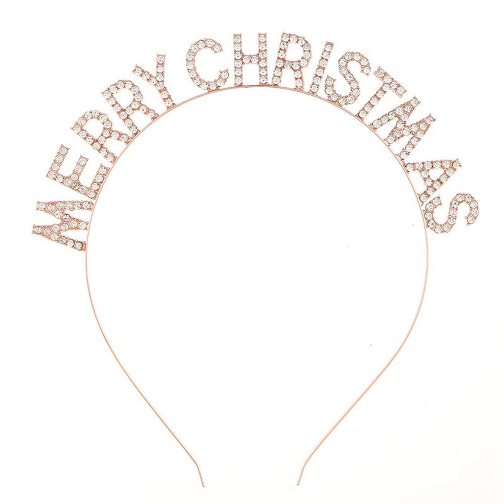 

Christmas Dree Up Merry Christmas Headband Female Jewelry Korean Style Hair Hoop Rhinestone Crown розового золота