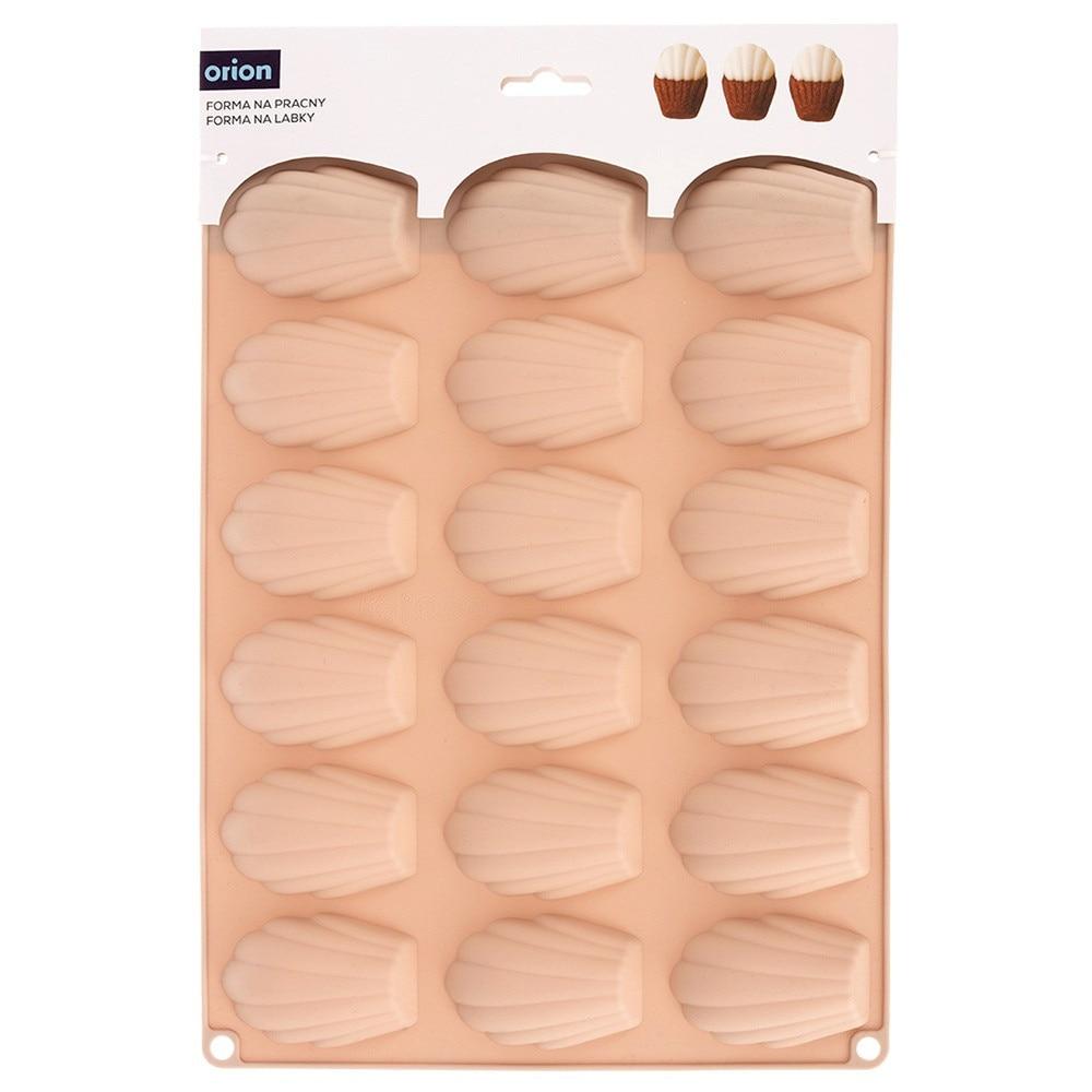 Silicone Madeleine Cookie Mold Shell Chocolate Baking Tray Nonstick Flexible 18-Cavity 32x24.5x2cm Beige