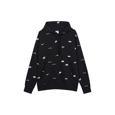 Nike Club Fleece All-Over Print Hoodie Men Sweatshirt Black FB7435-010