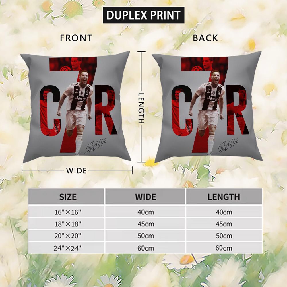 CR7 Cristiano Ronaldo Pillow Case For Car Sofa Decorative Home Double-sided Print Plush Square Throw Pillow Cushion Cover