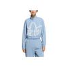 adidas Originals FW22 Trefoil Logo Print Zip-Up Track Jacket Women Outerwear Sky-Blue HS1939