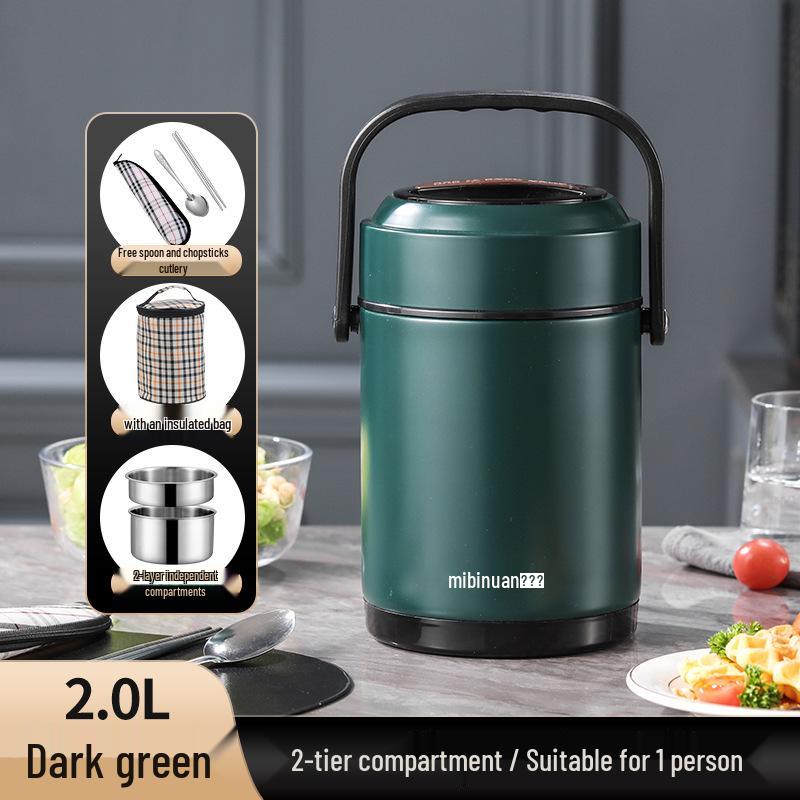 Winter Stainless Steel Insulated Multi-layer Lunch Box - Portable, Large Capacity, Keeps Food Hot for 24 Hours, Perfect for Home or Office.