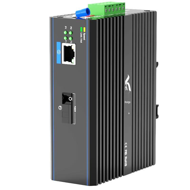 Huigu Industrial DIN Rail Fiber Optic Media Converter Switch