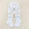 Spring & Autumn Baby Hat and Sock Set with Bow - Newborn Turban and Headband Style