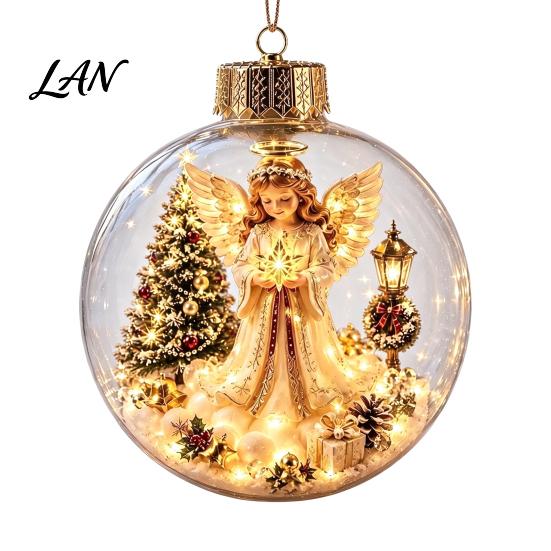 Clear Acrylic Ornaments Christmas Ball Ornaments, Hanging Decoration with Gingerbread House Small Gifts Reindeer Santa Tree Inside for Holiday