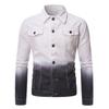 Mens Gradient Denim Jacket Trendy Youth Slim Fit Casual Outerwear Plus Size Daily Wear