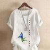 Women's Fashion Butterfly Prined Short Sleeve T-shirt Loose Cotton Shirt Casual Loose Summer Blouse Tops Plus Size