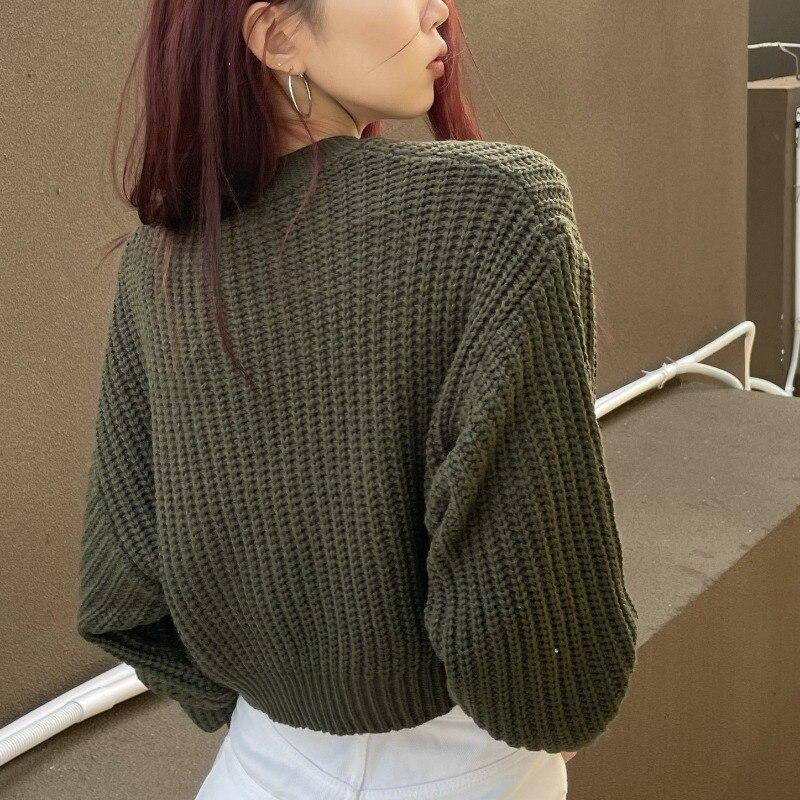 Loose Sexy Sweater Fashion Women Casual Sweater Autumn And Winter O-neck Long-sleeve Pullover Short Tops Elegant Shirt 28481