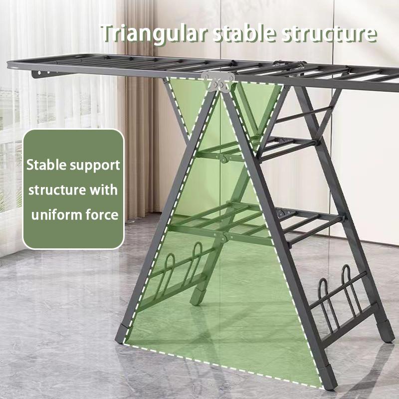Foldable Clothes Drying Rack Laundry Rack Stainless Steel Thickened Drying Rack Household Indoor Balcony Baby Cool Hanger