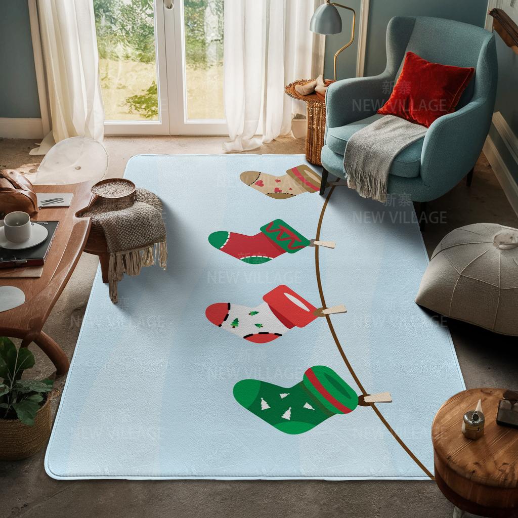 House Entrance Carpet Home Door Mat Living Room Bath Foot Bathroom Non-slip Water Absorption Rugs Bath Merry Christmas Winter