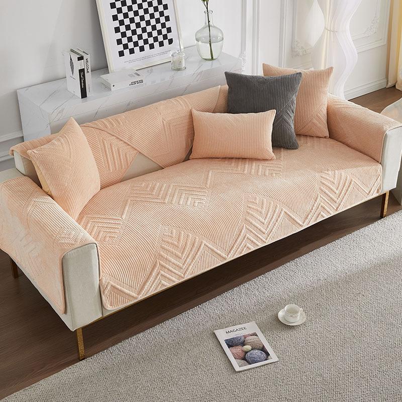 

Autumn And Winter Nordic Ins White Plush Leather Sofa Cushion Baby Plush Seat Cushion Non-Slip Backrest Towel Simple Modern Warm 70*70cm