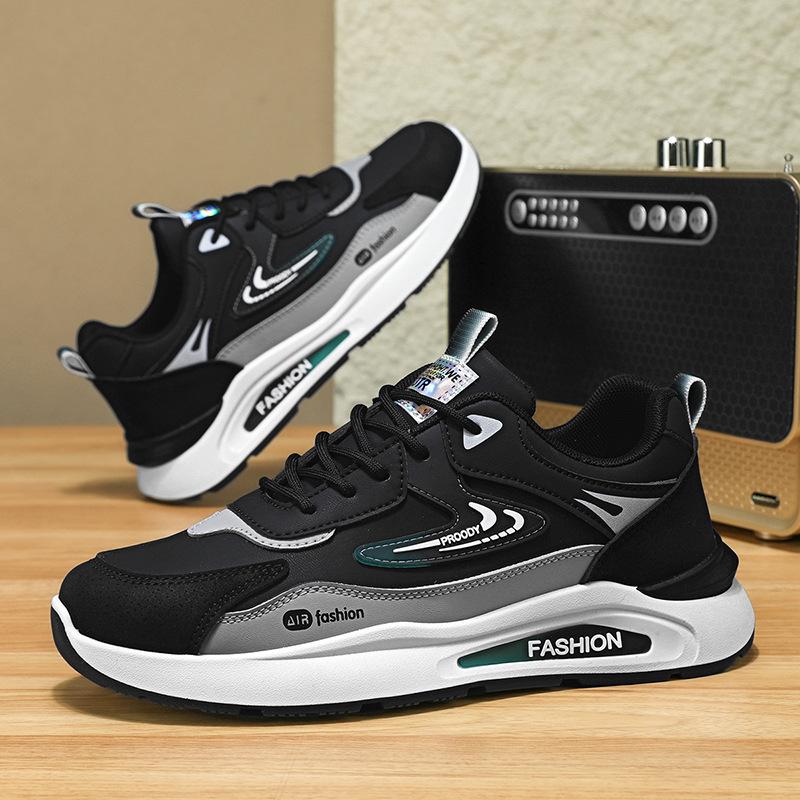 

Casual non-slip running shoes, soft-soled waterproof sneakers, one piece of leather, light black D 39 чёрный