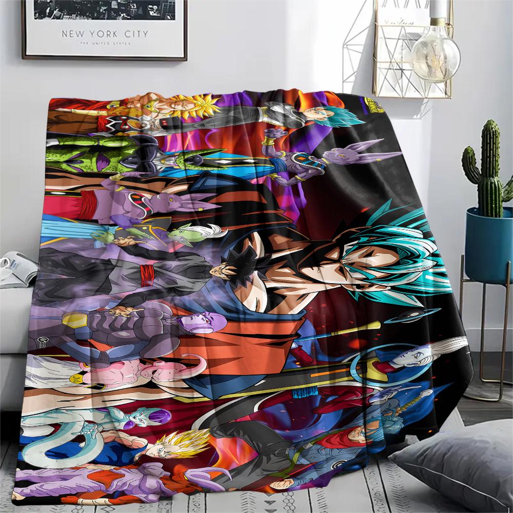 Dragon Ball Charaktere Druck Flanelldecke, Hohe Qualität, Bequem für Alle Jahreszeiten, Heimdekoration, Wärme und Komfort, Perfekt für Weihnachtsgeschenke