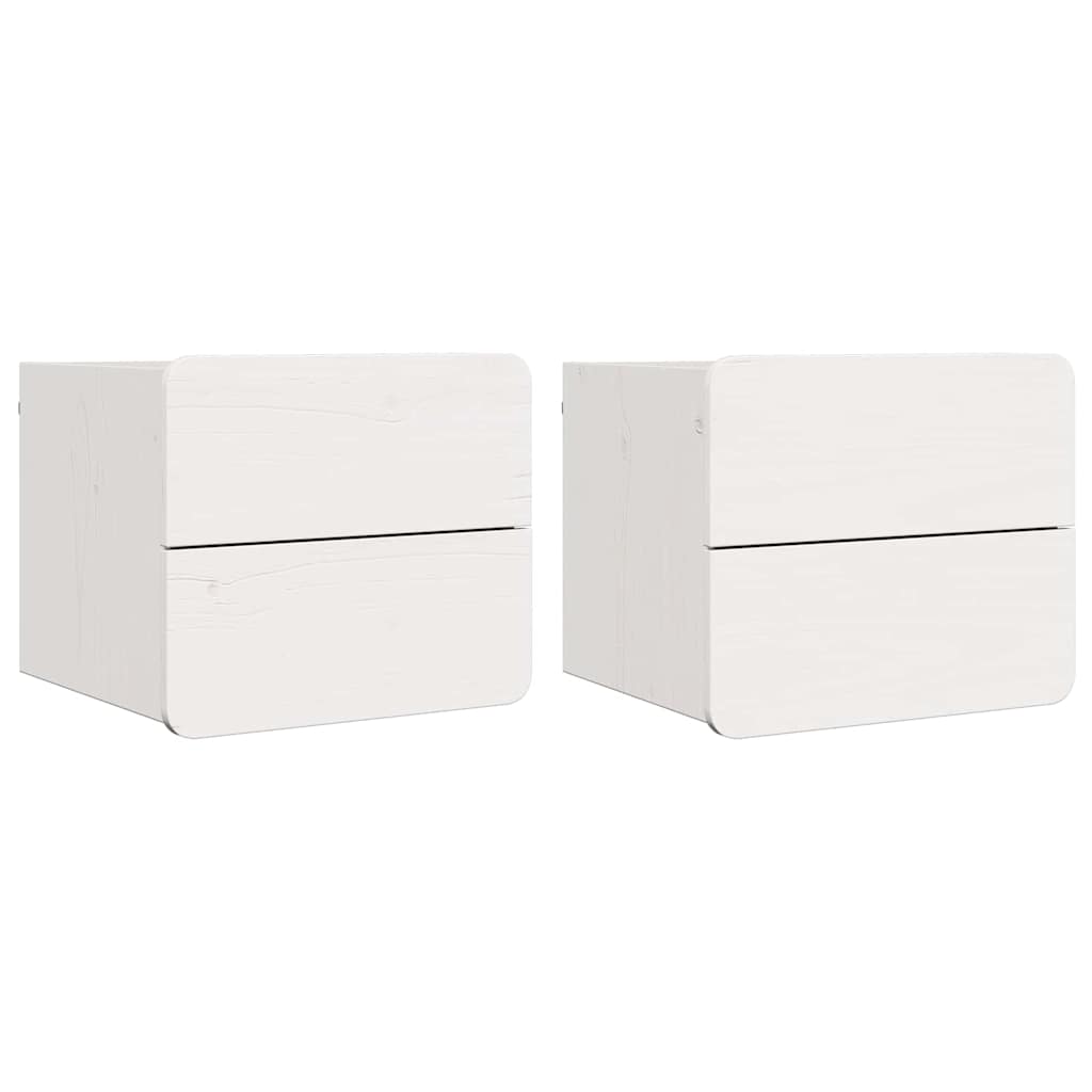 Nightstand 2 pcs White 39 x 34 x 33 cm Solid Pine Wood