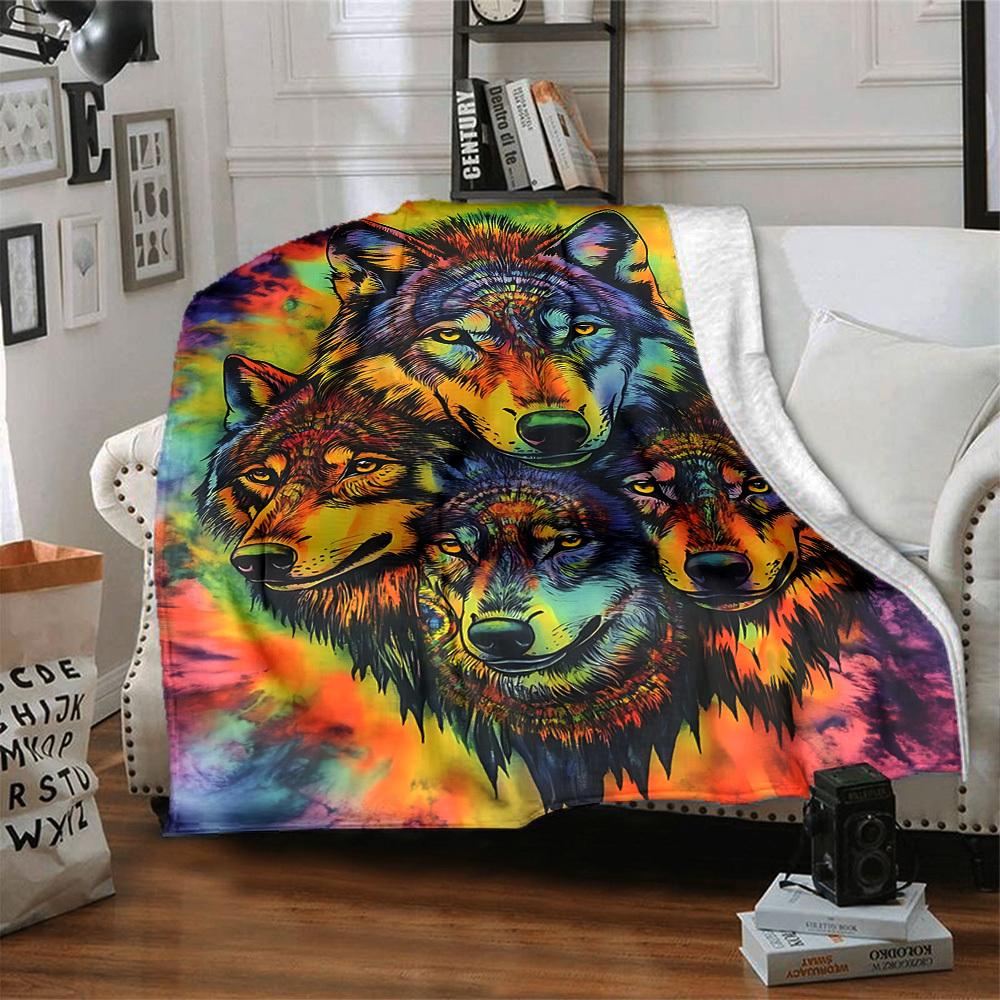 1PC Wolf Tapestry Blanket, Throw For Sofa, Bed, Travel, Camping, Livingroom, And Bed, Printing Blanket With Soft And Warm Fabric yy250918200