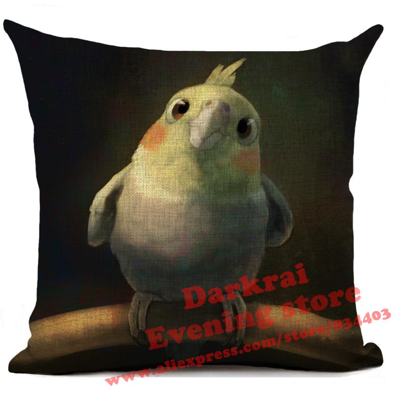 Bird Cushion Cover Macaw Owl Parrot Pillow Cover Living Room Sofa Car Decor Throw Pillows Home Decoration Pillowcase 45X45Cm