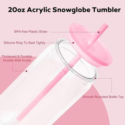 NEW Acrylic Mason Jar Cups Pre Drilled Hole 16 Oz Capacity Drinking Tumbler Leak Proof Beverage Mugs Party Favor