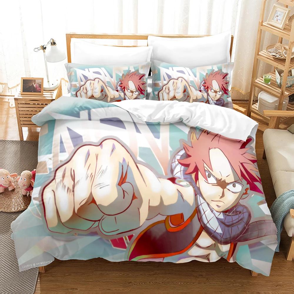 Fashion 3D Printing Anime Fairy Tail Bedding Set Boys Girls Twin Queen Size Duvet Cover Pillowcase Bed Kids Adult Home Textile