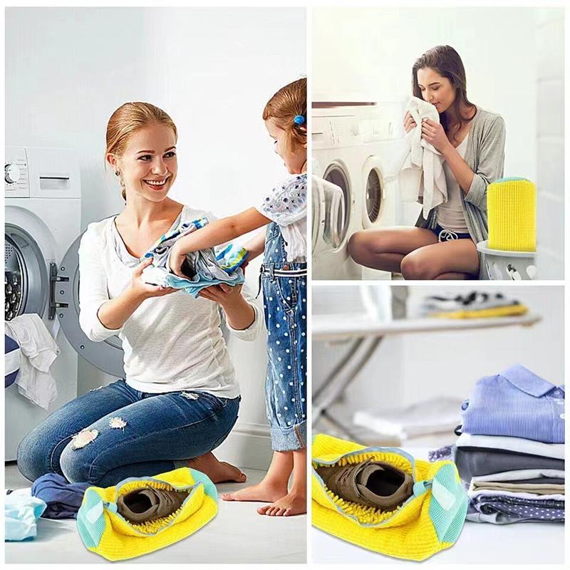 1/2/4PCS Durable Shoe Washing Machine Bag Fluffy Fiber Laundry Bag Durable Padded Net Polyester Reusable Shoe Protector XYD02