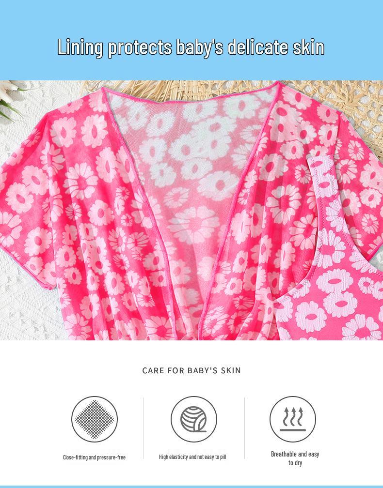 2025 Child's Three-Piece Floral Swimsuit Set – Girls' Split Swimwear for Ages 6-14