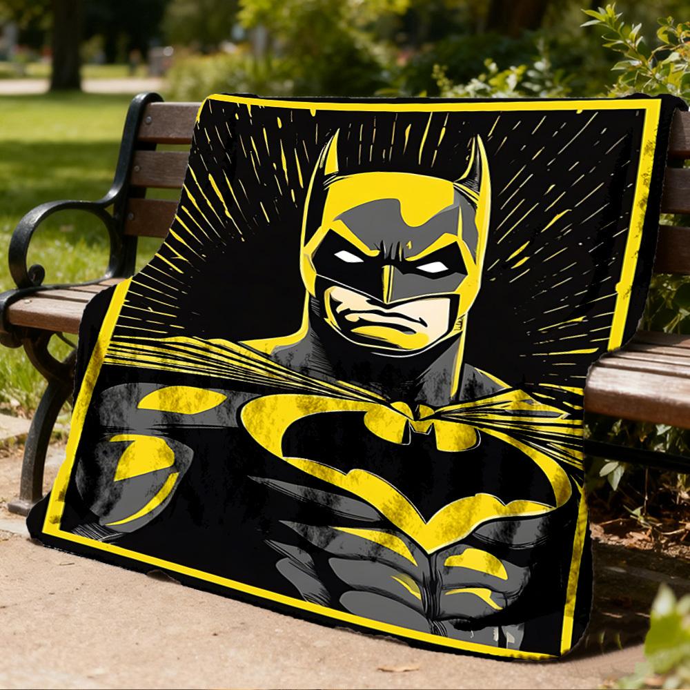 1pc Batman, Superhero Outdoor Flannel Throw Blanket Soft, Lightweight & Warm for Sofa, Office Chair, Camping & Travel Durable Polyester Fabric