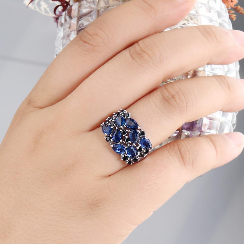 Elegant natural kyanite Jewelry set pear 4*6mm real Gemstones 925 steling siver Earrings Ring for women's Banquet Wedding Gifts