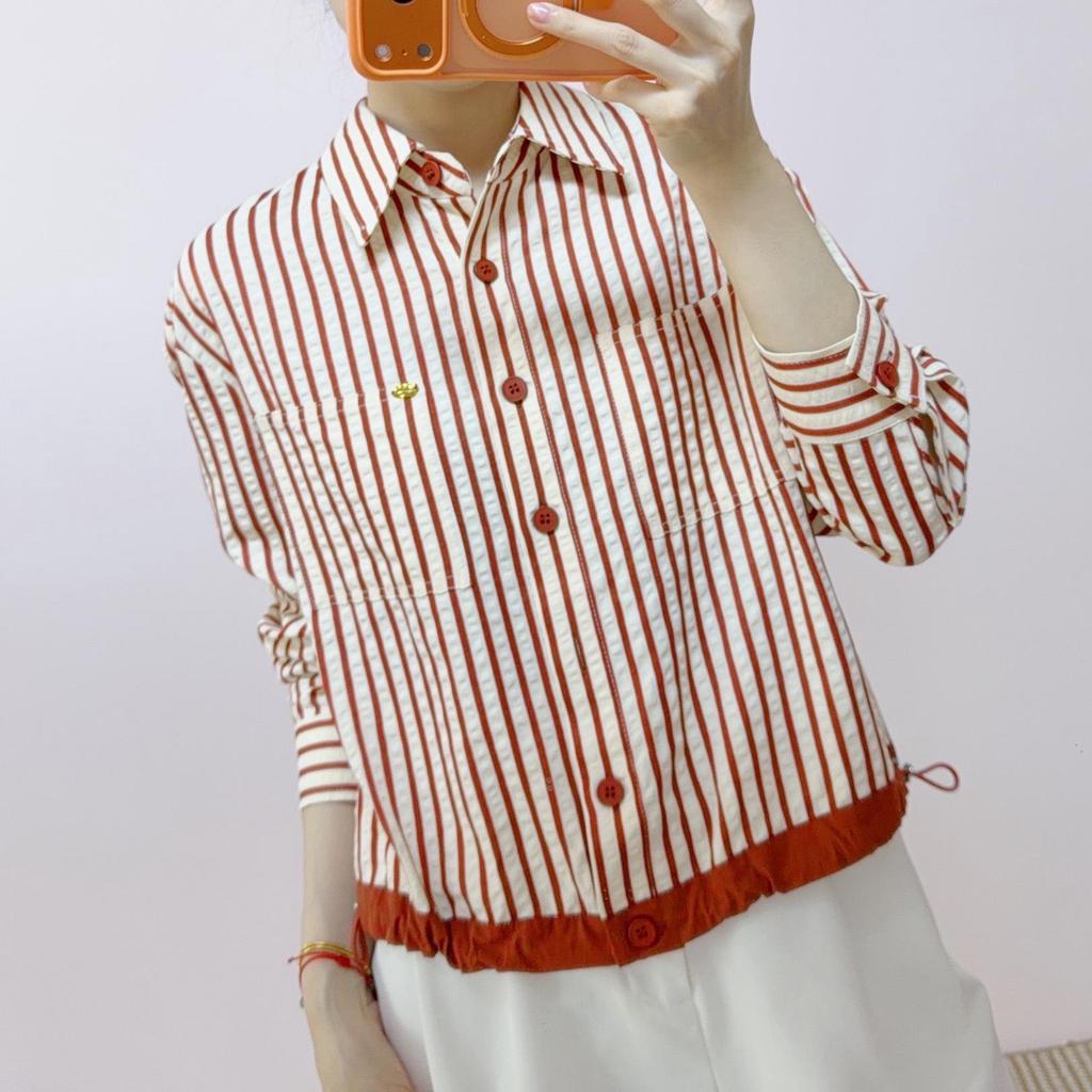 2025 Autumn Fashion Vertical Striped Long Sleeve Shirt