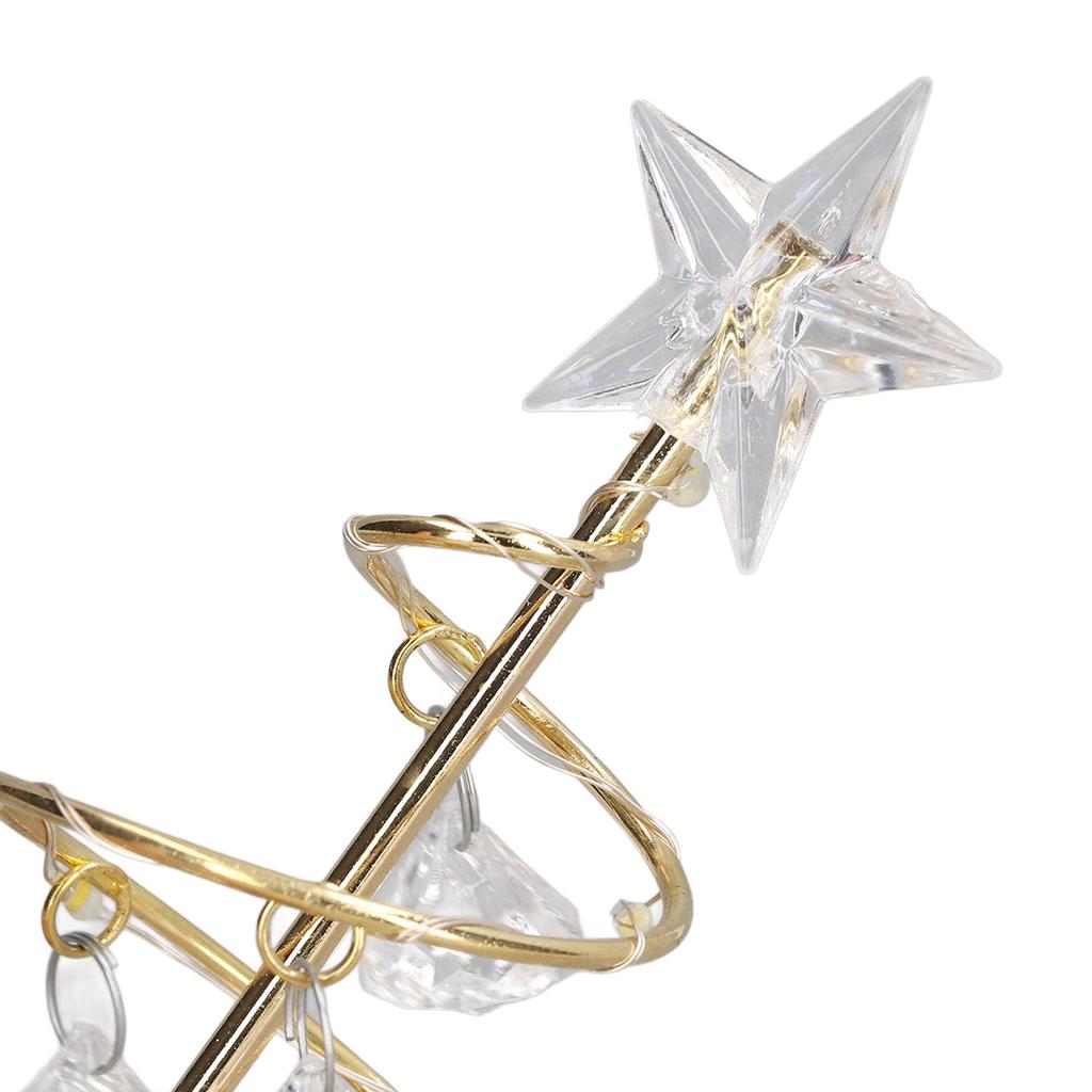 ZK30 LED Christmas Tree Lamp Small Crystal Decorative Iron Tree Night Light Ornament for Gift Golden Warm Light