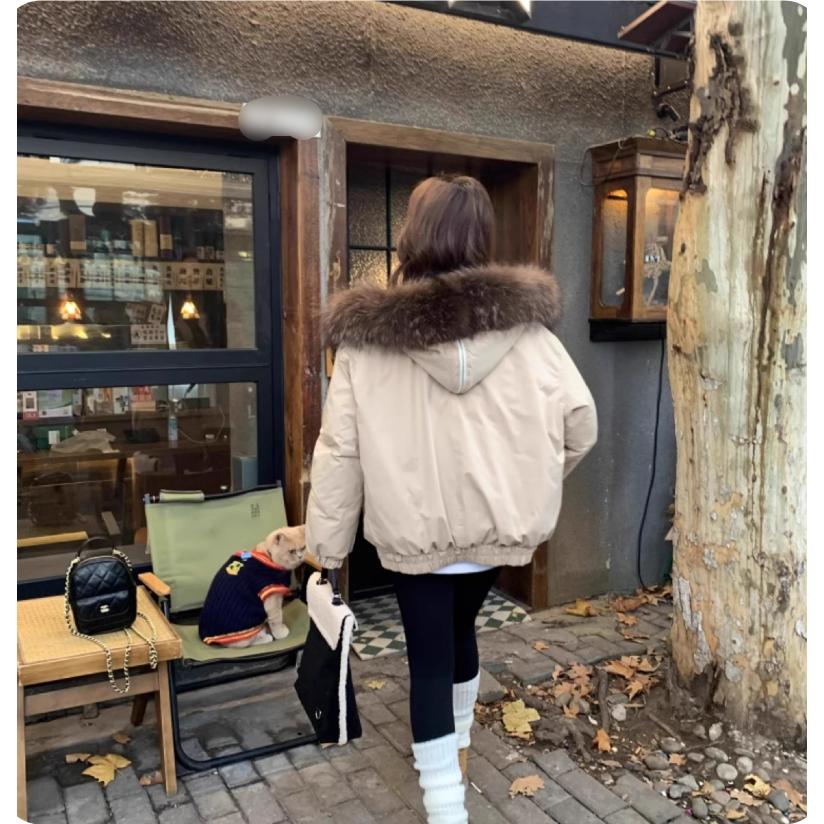 Down Cotton-padded Jacket Women's Big Fur Collar Cotton-padded Jacket Tide Brand Explosive Parker Jacket Winter Cold-proof Jacket Women