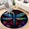 1PC Dragonfly StainedGlass Office Round Area Rug,  Mat Suitable ForOffice, Under Office Chairs Bedroom Living Room Home Decor, Room Deco