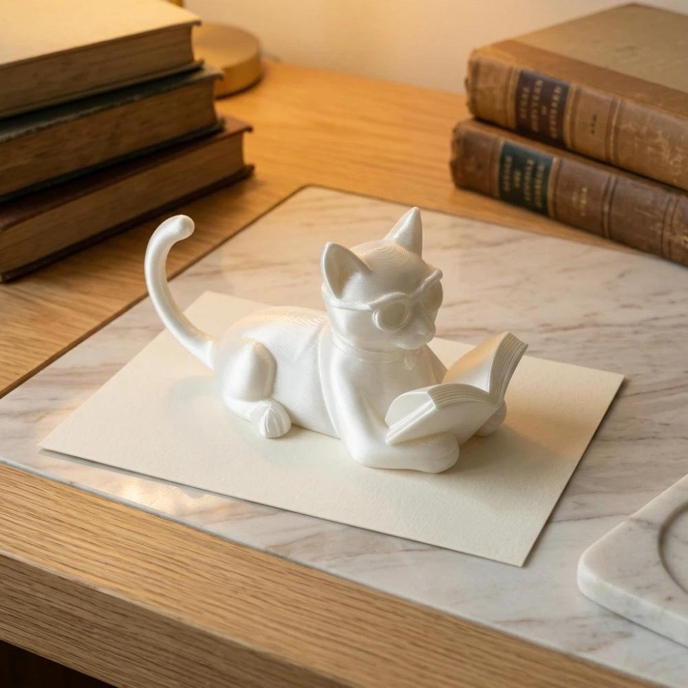 Cute Desktop Cat Decorations Creative Decorative Cat Statues Reading Cat Ornament Bedroom Decor