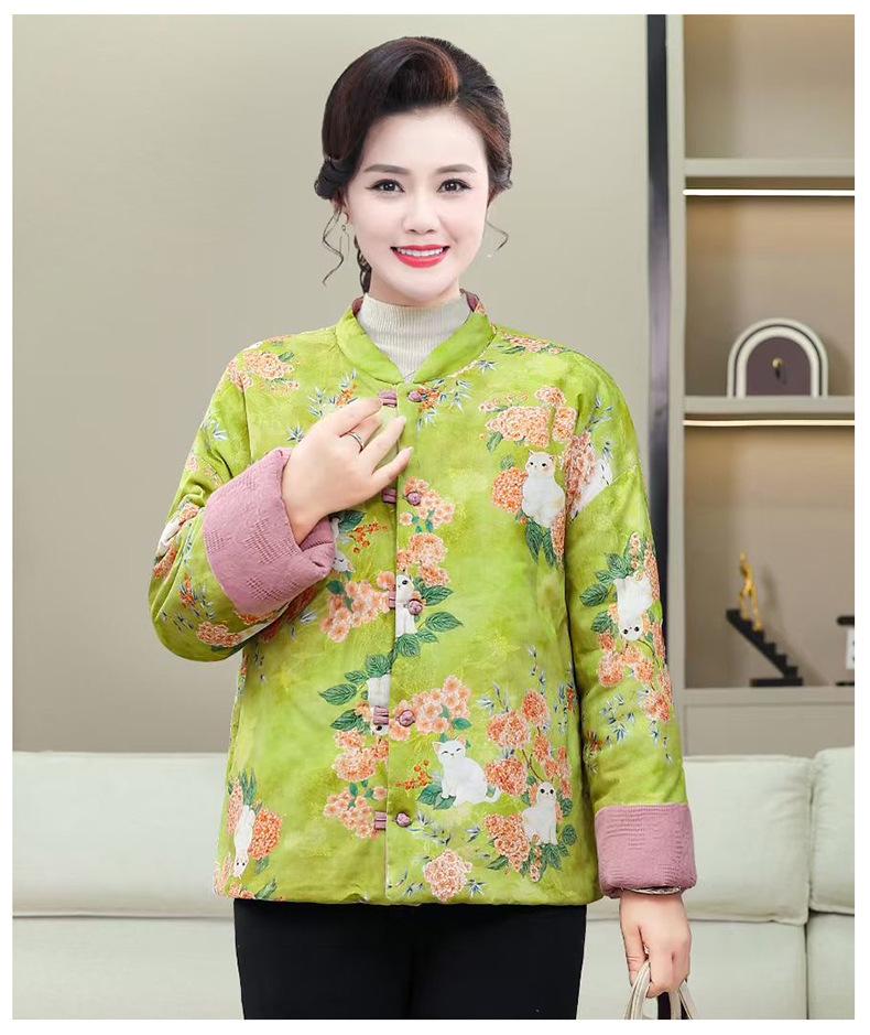 Women's Chinese Retro Style Frog Button Warm Cotton Jacket, Autumn/Winter 2025 Edition