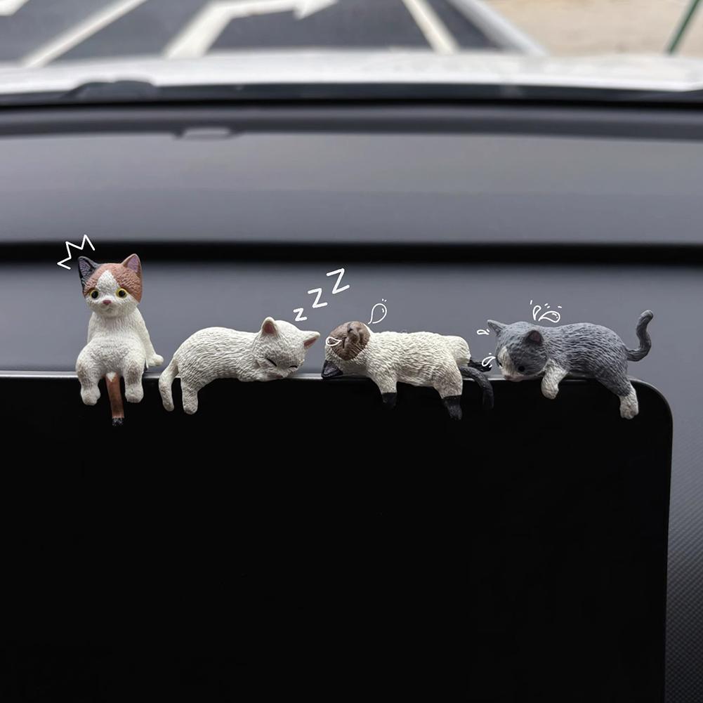 Car Landscape Cat Ornaments Sleeping Cat Car Interior Center Console Navigator Screen Decoration Home Decor Miniatures
