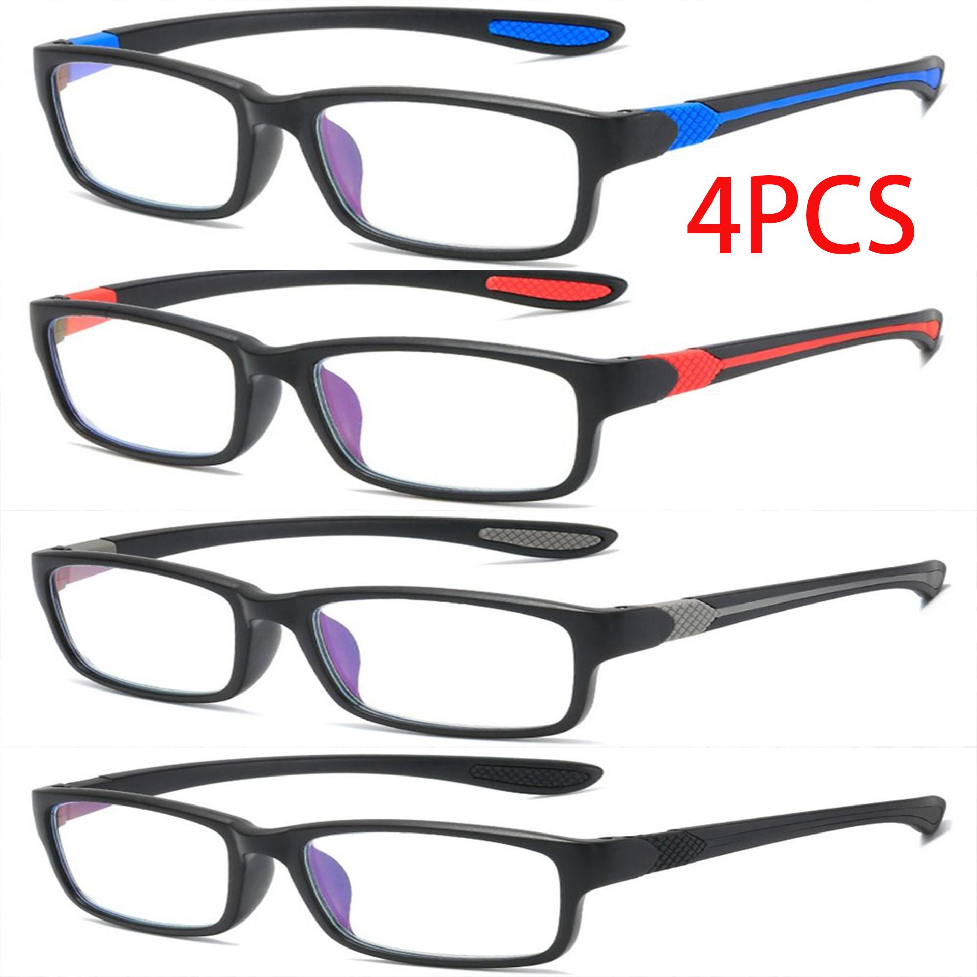 

4PCS Sports Reading Glasses Men Women - Comfortable Stylish Presbyopic Readers with Polycarbonate Lenses Bulk 1.0