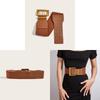Design Womens Thick Elastic Waist Sealing Belt With Alloy Three Buckle Pin