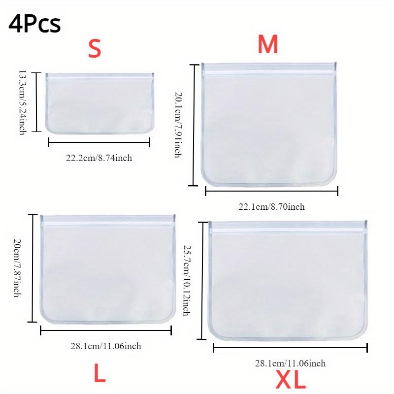 4Pcs Silicone Food Storage Bag Leakproof Reusable Stand Up Zip Shut Bag Cup Fresh Bag Food Storage Bag Fresh Wrap