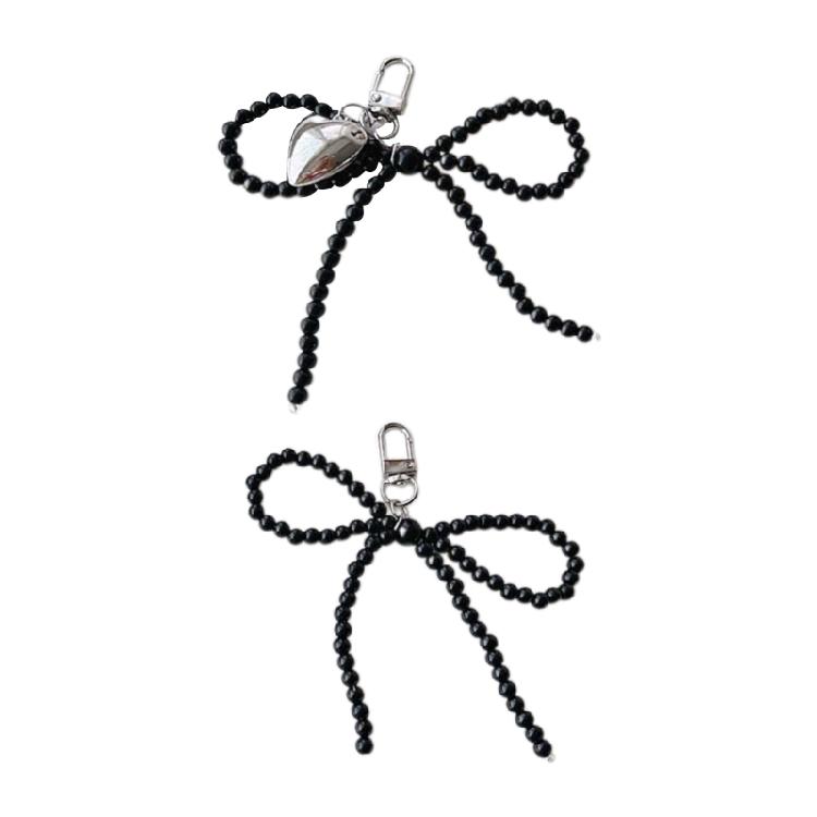 Fashionable Bead Bowknot Phone Charm Keychain Cellphone Chain Stylish Pendant Fashionable Bowknot Keychain Accessory