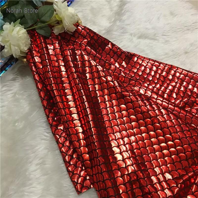 Fischschuppen Glitzerstoff Elastizität DIY Bühnenauftritt Kostüme Hochzeitsfeier Dekoration Nähen Meerjungfrau Badeanzugstoff