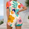 One Piece V Neck Short Sleeve Plus Size Womens Jumpsuit