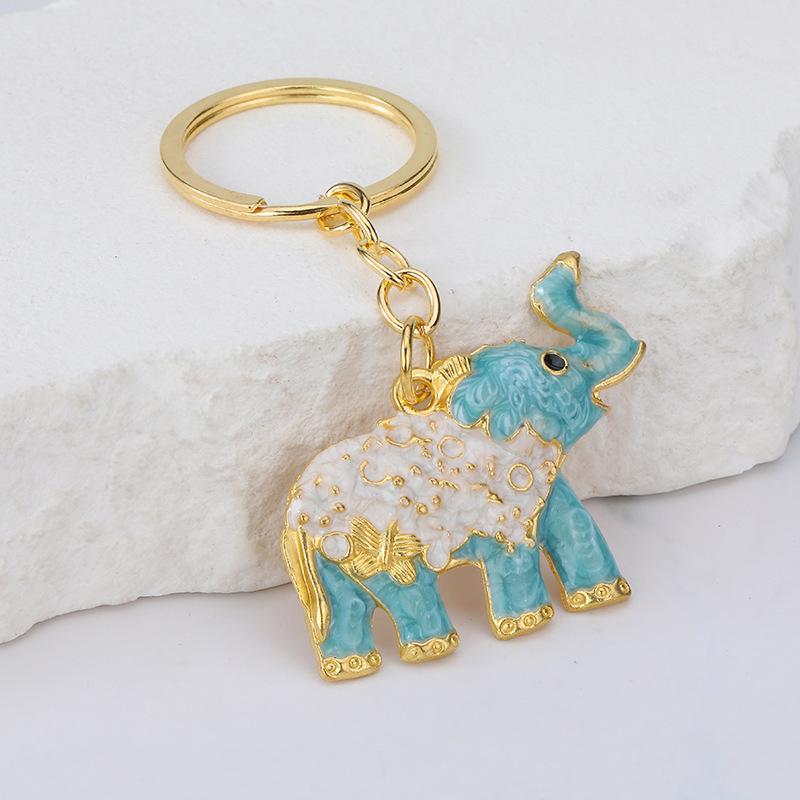 Vintage Colorful Elephant Keychain Creative Cute Animal Bag Car Key Ring For Men Women Gift