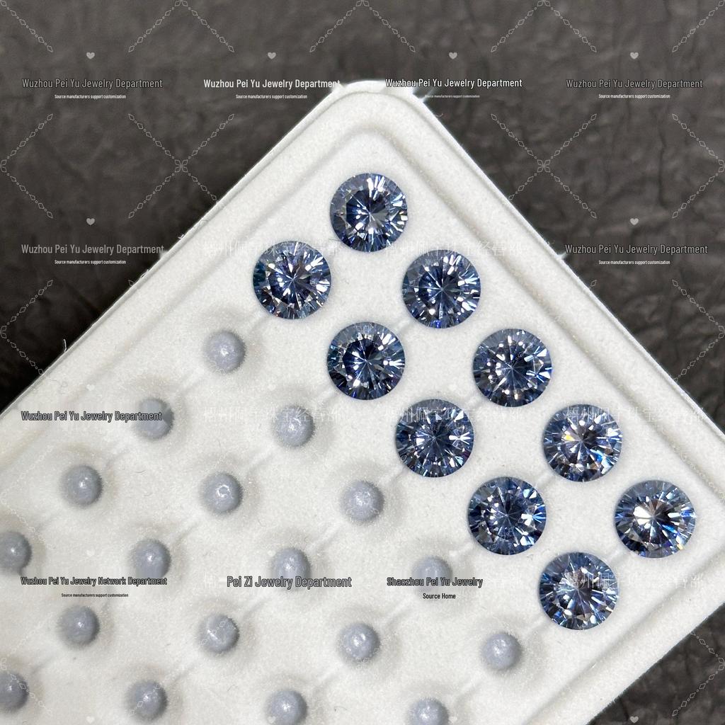 6/8mm Round Gradient Zircon Earrings: Sparkly DIY Nail Art Jewelry with Eight Hearts & Arrows Design